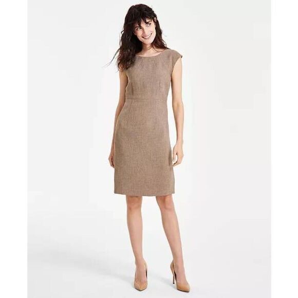 Kasper Women's 6 Extended-Shoulder Sheath Dress Cypress Grey Cap Sleeve Career - Picture 1 of 10